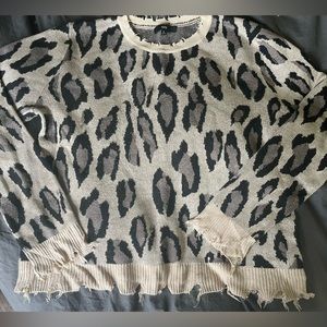 Fate distressed cheetah print sweater